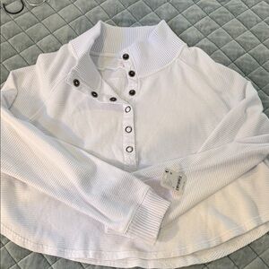 FP Movement by Free People White Button-Up Sweatshirt